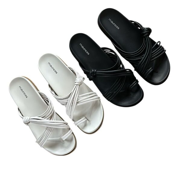 NEW Maurices 2 Pairs Black and White Sandals - Picture 1 of 9